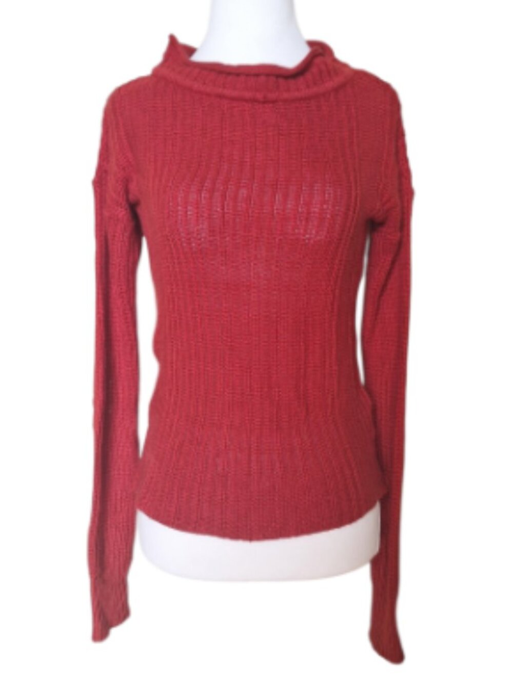 SUZY SHIER MOCK TURTLENECK RED SWEATER SIZE XS